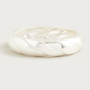 J crew shiny matte silver Ridged cuff bracelet